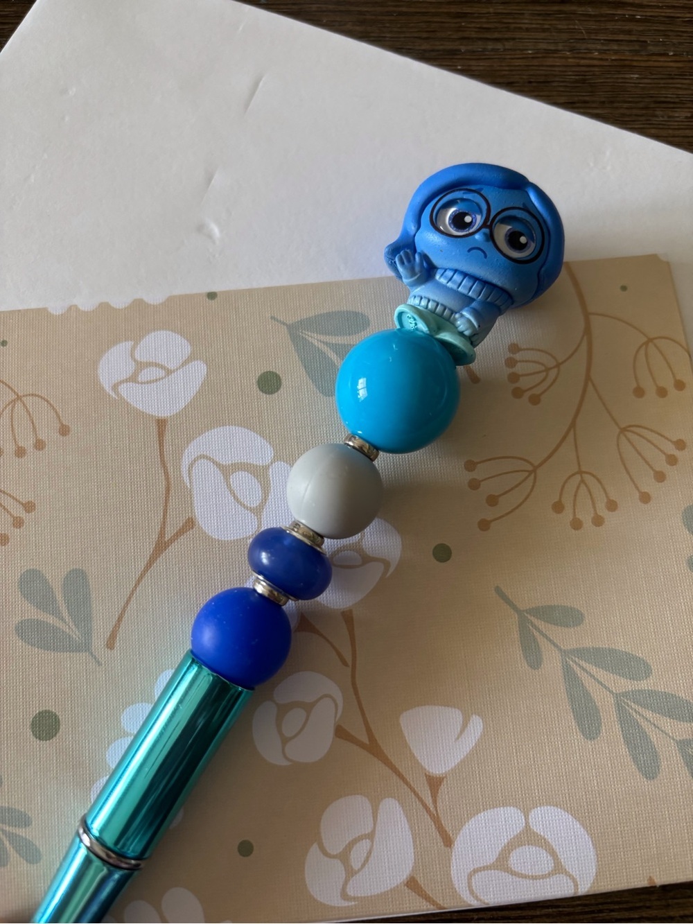 Disney Doorables: Inside Out: Sadness dual color handmade beaded pen
